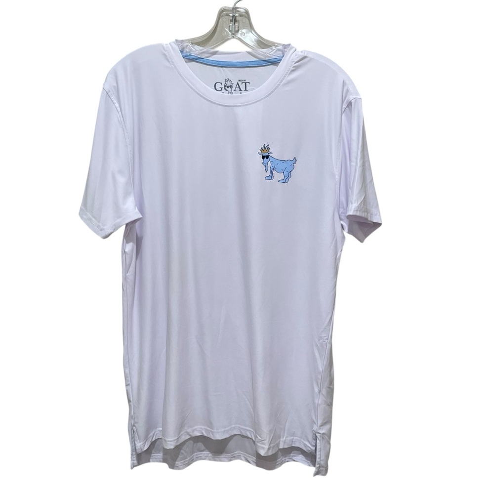 GOAT USA Graphic T Shirt Short Sleeve Athletic Stretch White Men Size Medium NWT